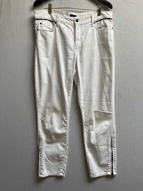 NYDJ Ankle Denim Jeans White Zipper Leg Openings 12